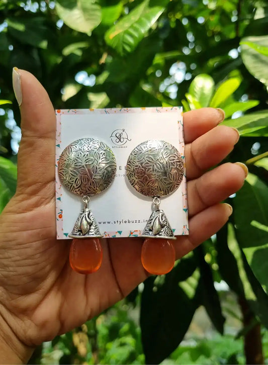 Orange Monalisha Stone Replica Earrings