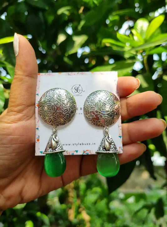 Green Monalisha Stone Replica Earrings