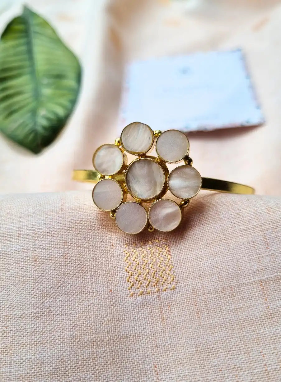 Golden Brass Charming MOP Stone Bangle