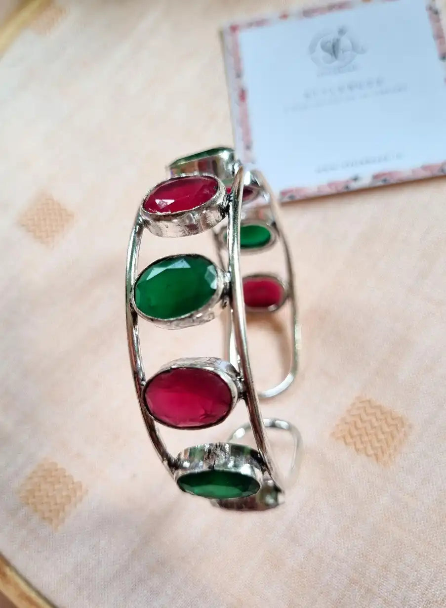 German Silver Gorgeous Multicolor Monalisha Stone Bangle