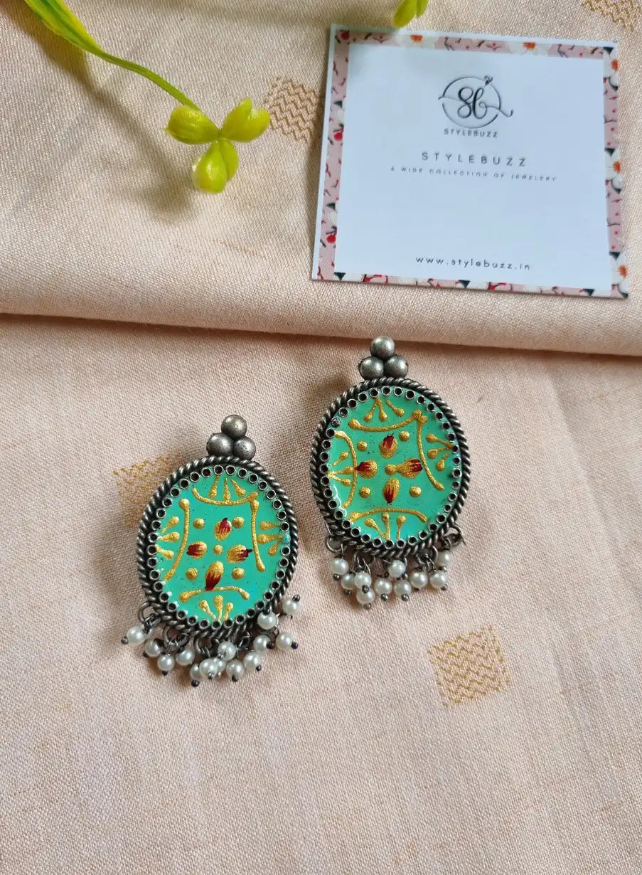 Replica Classy Handpainted Sea-Green Earrings