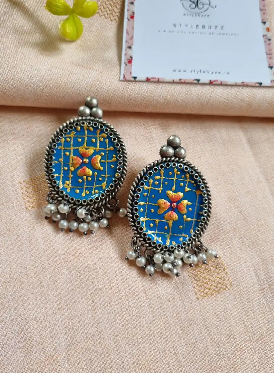 Replica Classy Handpainted Blue Earrings