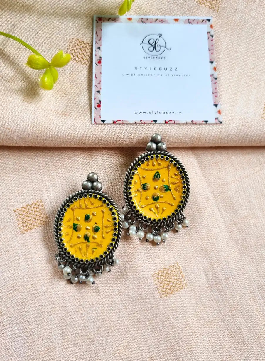 Replica Classy Handpainted Yellow Earrings