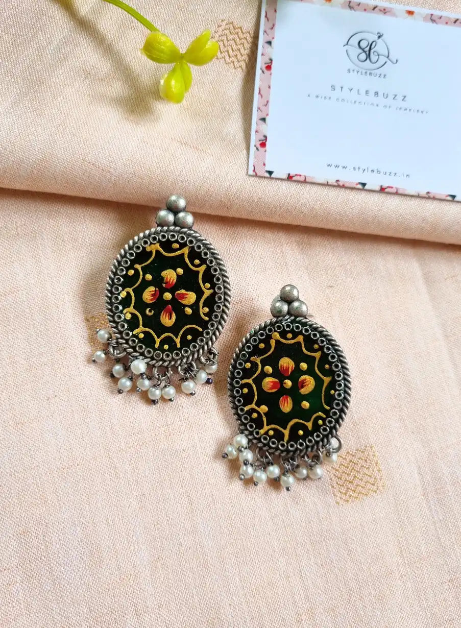 Replica Fancy Handpainted Black Earrings