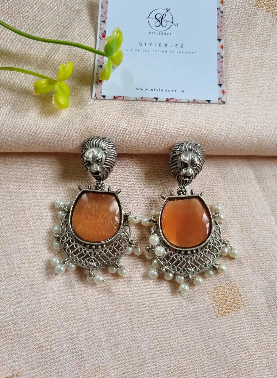 Gorgeous Orange Monalisha Stone Replica Earrings