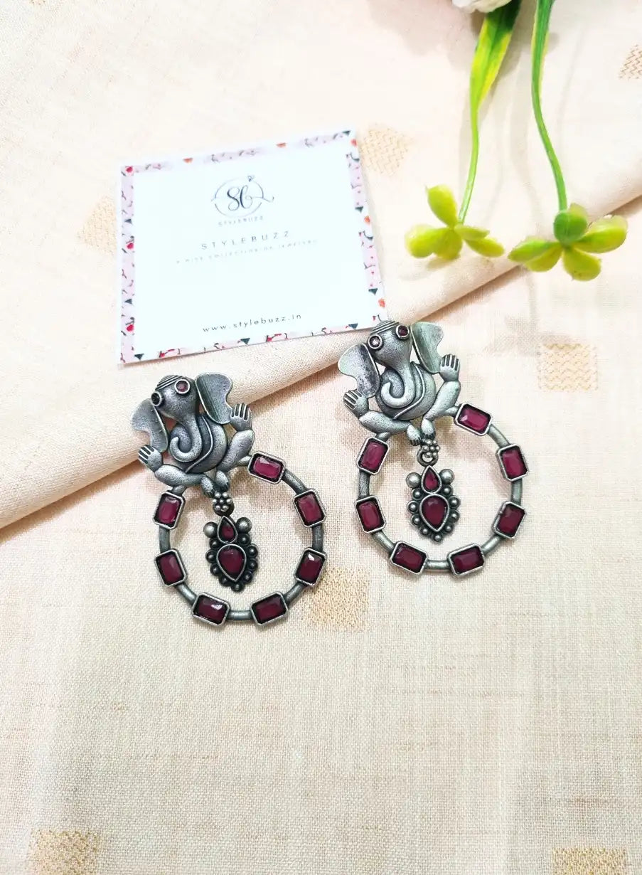 Replica Ganpati Red Stone Earrings