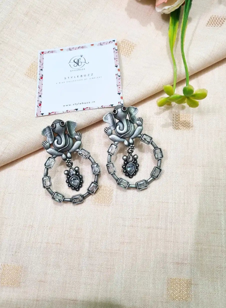 Replica Ganpati Grey Stone Earrings