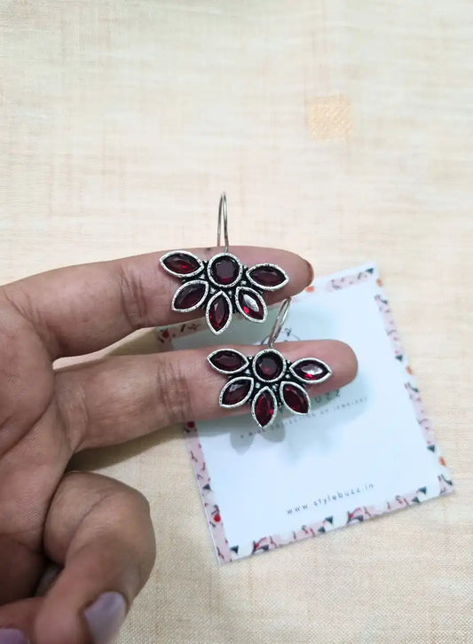 Red Stone Replica Leaf Dangle