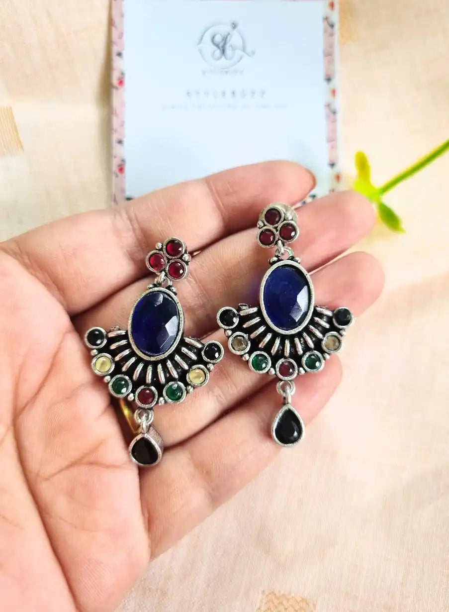 Silver Replica Gorgeous Blue Monalisha Stone Earrings