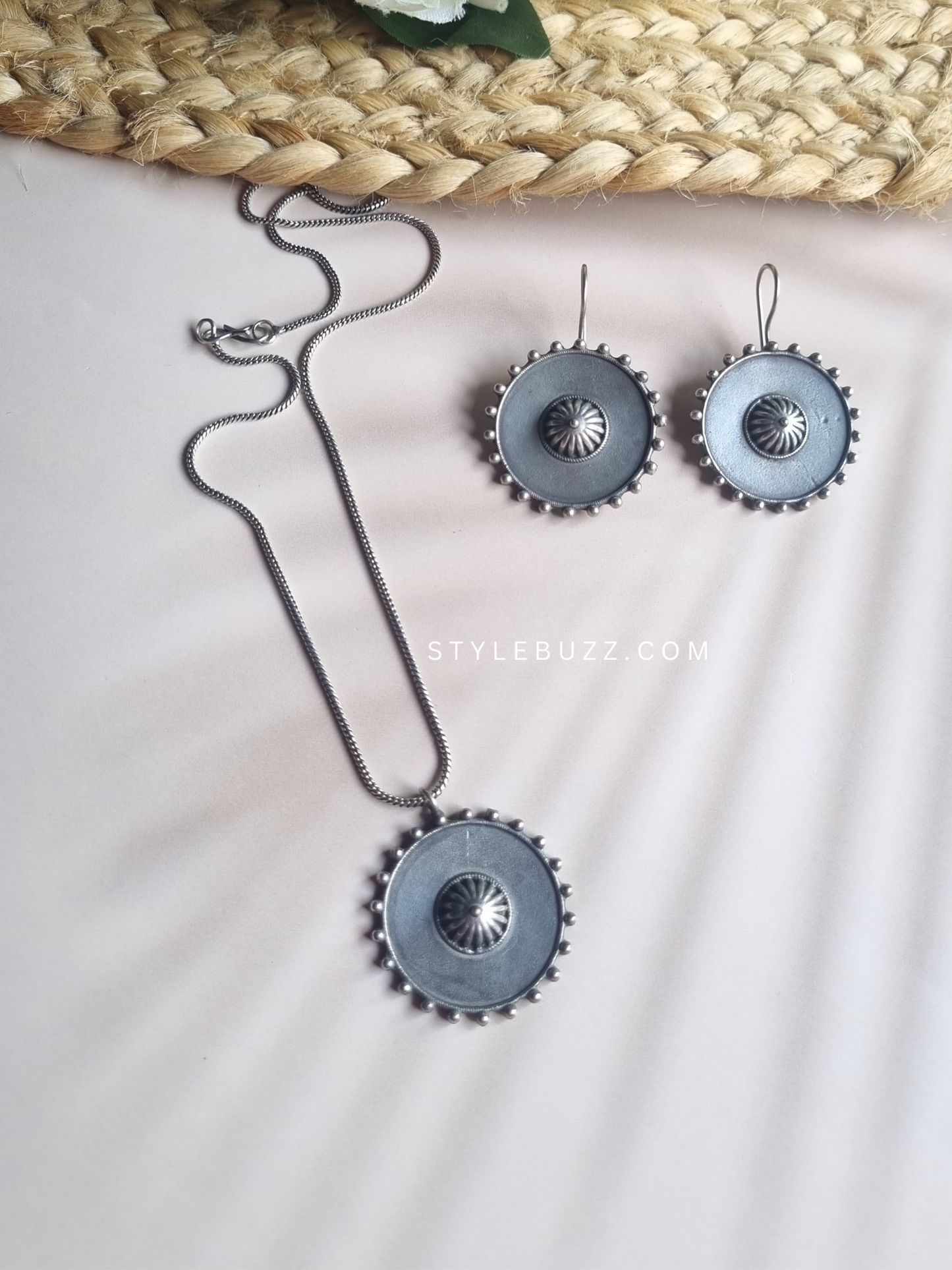 Silver Replica Round Shaped Unique Earrings