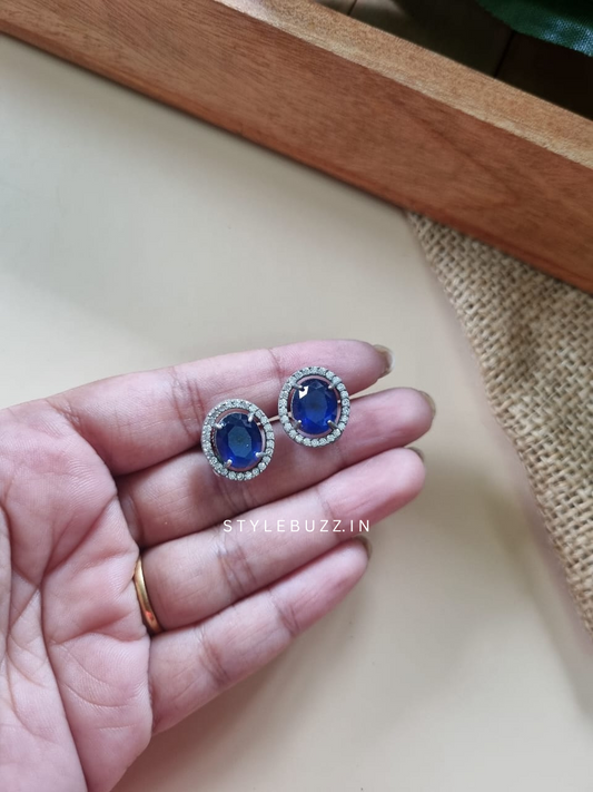 Silver Replica Blue Stoned Trendy Stud