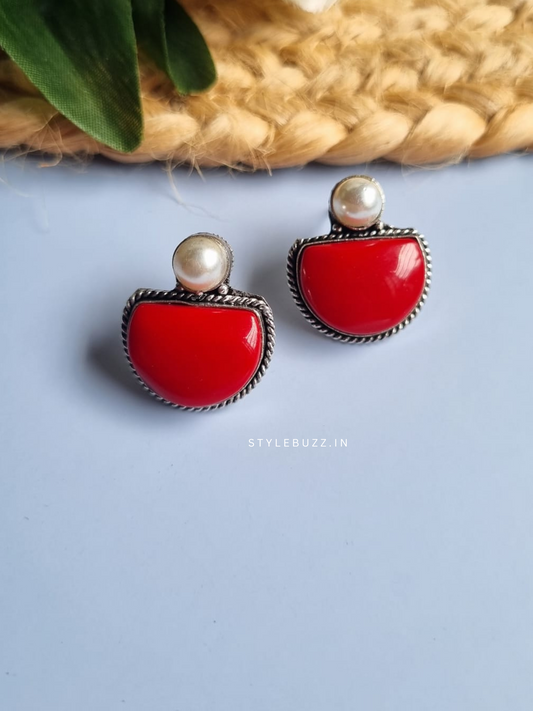 Silver Replica Red Colored Stud