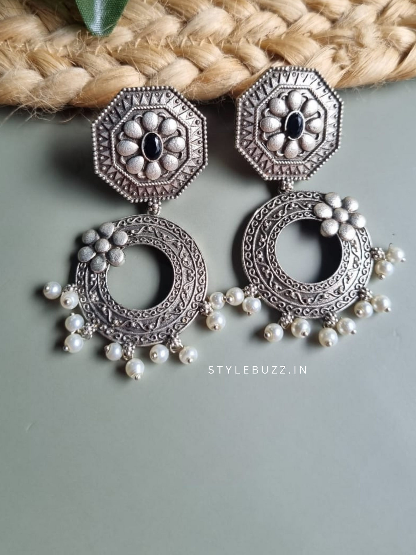 Trendy Designed Black Stoned Premium Earrings