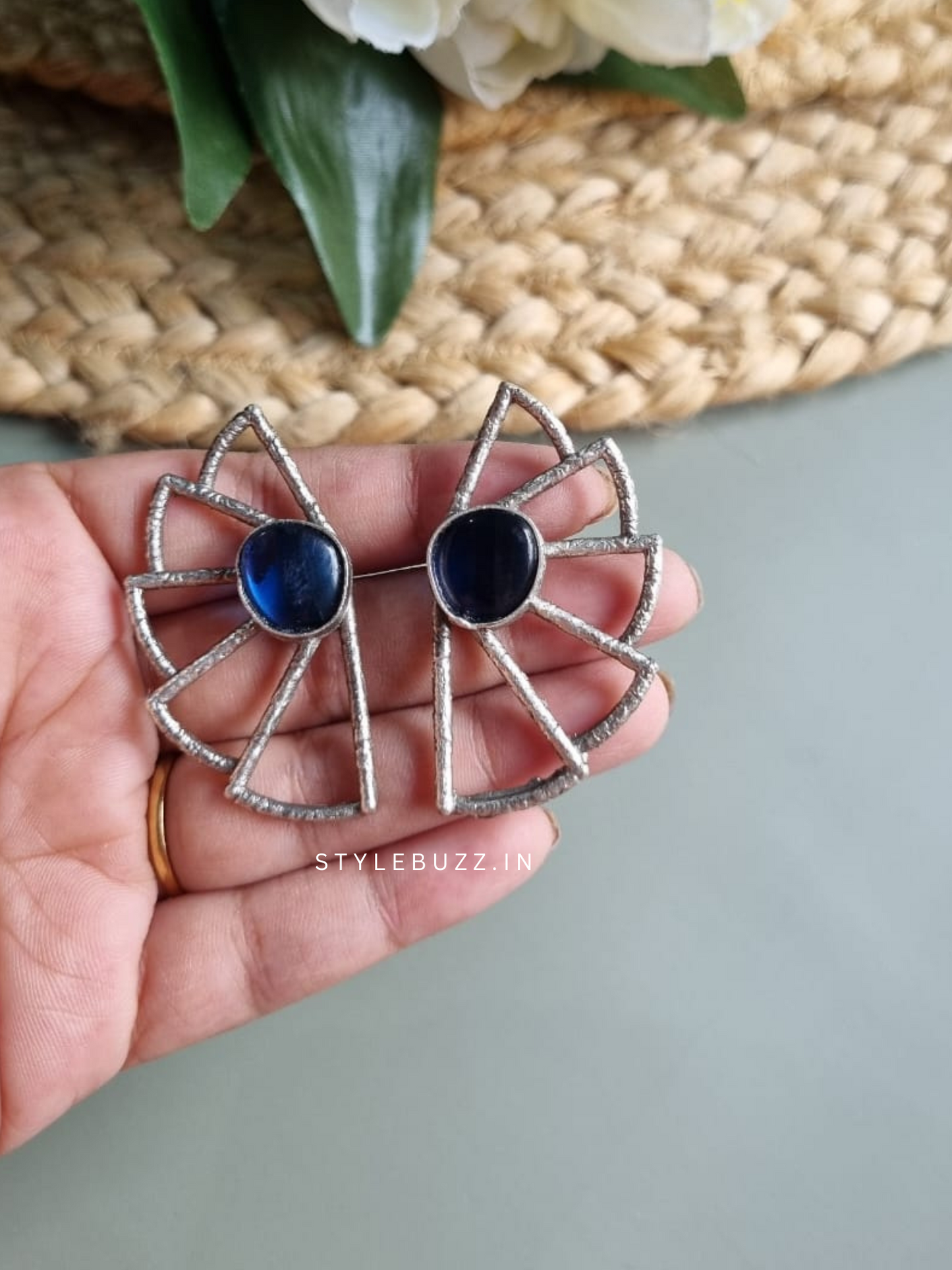 Silver Replica Blue Stoned Stylish Stud