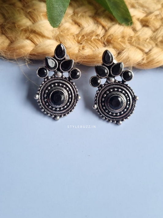 Silver Replica Black Colored Trendy Stud