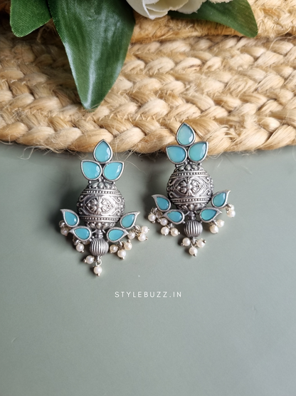 Silver Replica Sea Green Stone Statement Piece