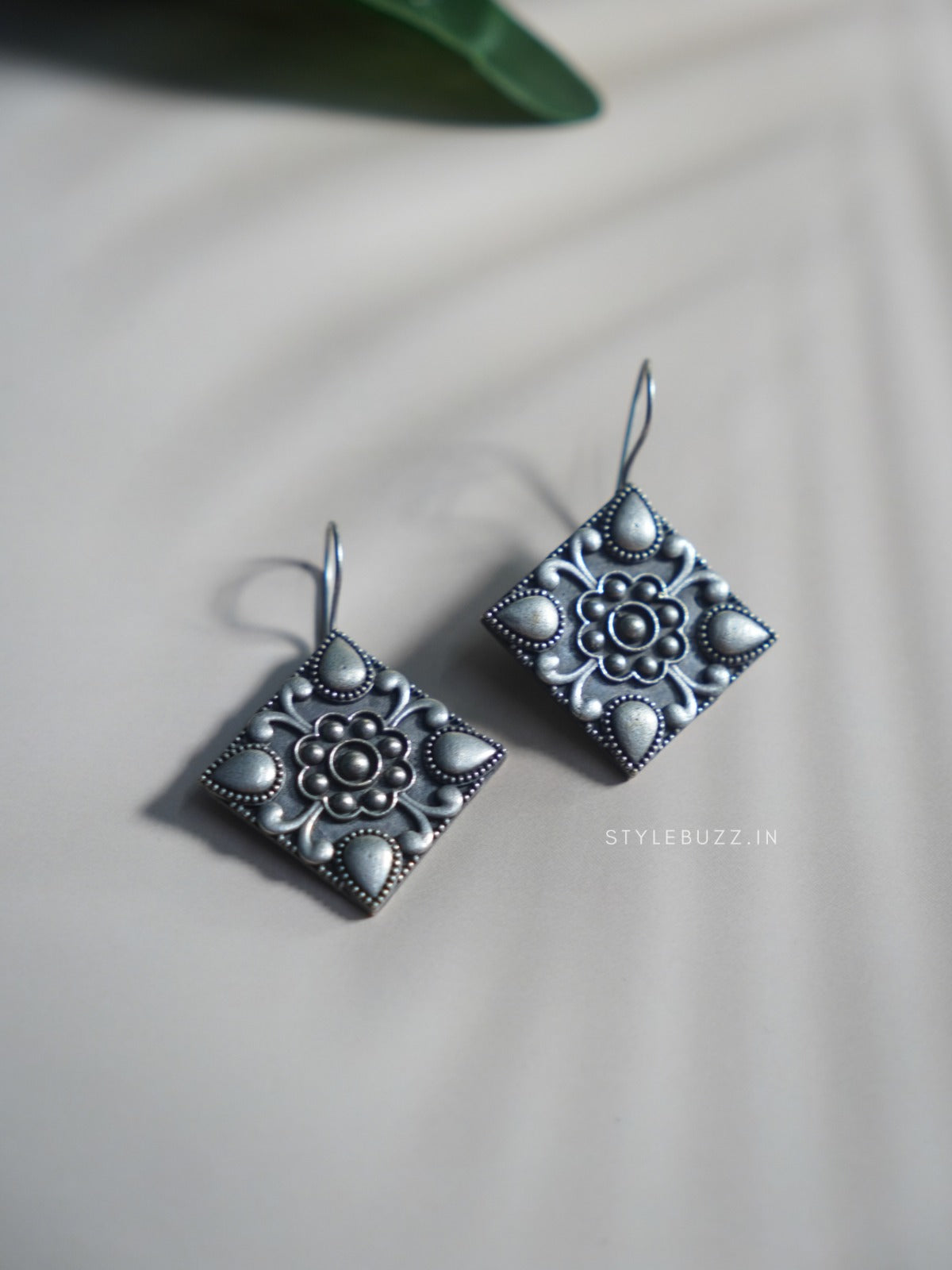 Silver Replica Square Flower Dangle