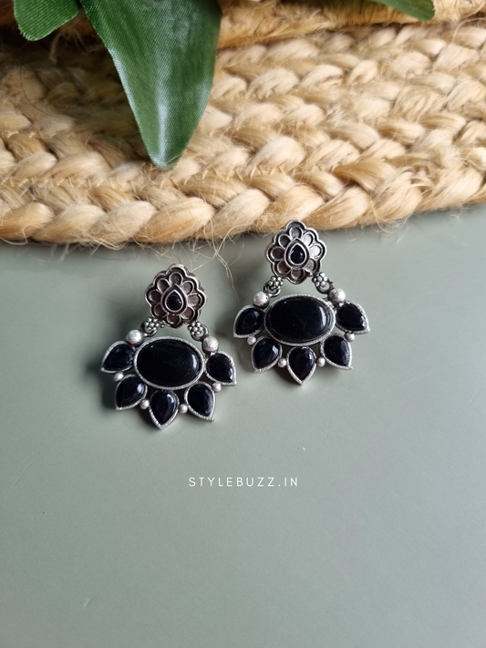 Silver Replica Trendy Black Earrings