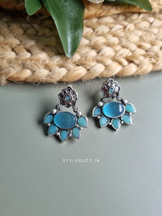 Silver Replica Trendy Sky Blue Earrings