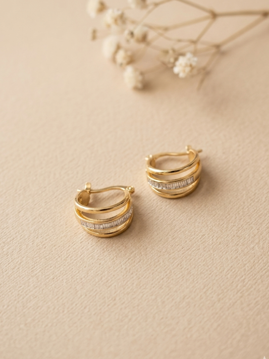 Waterproof daily wear hoops with stones