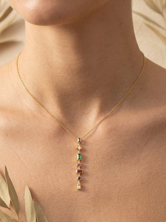 Waterproof premium stone pendant necklace