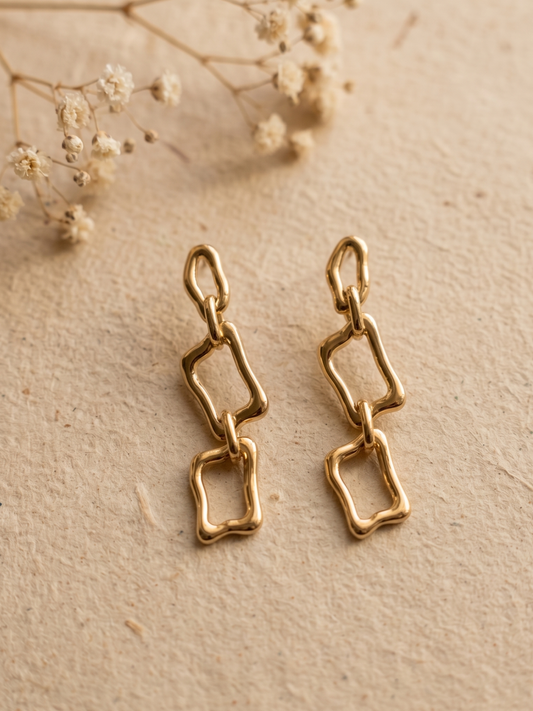 Waterproof statement 3 layered earrings