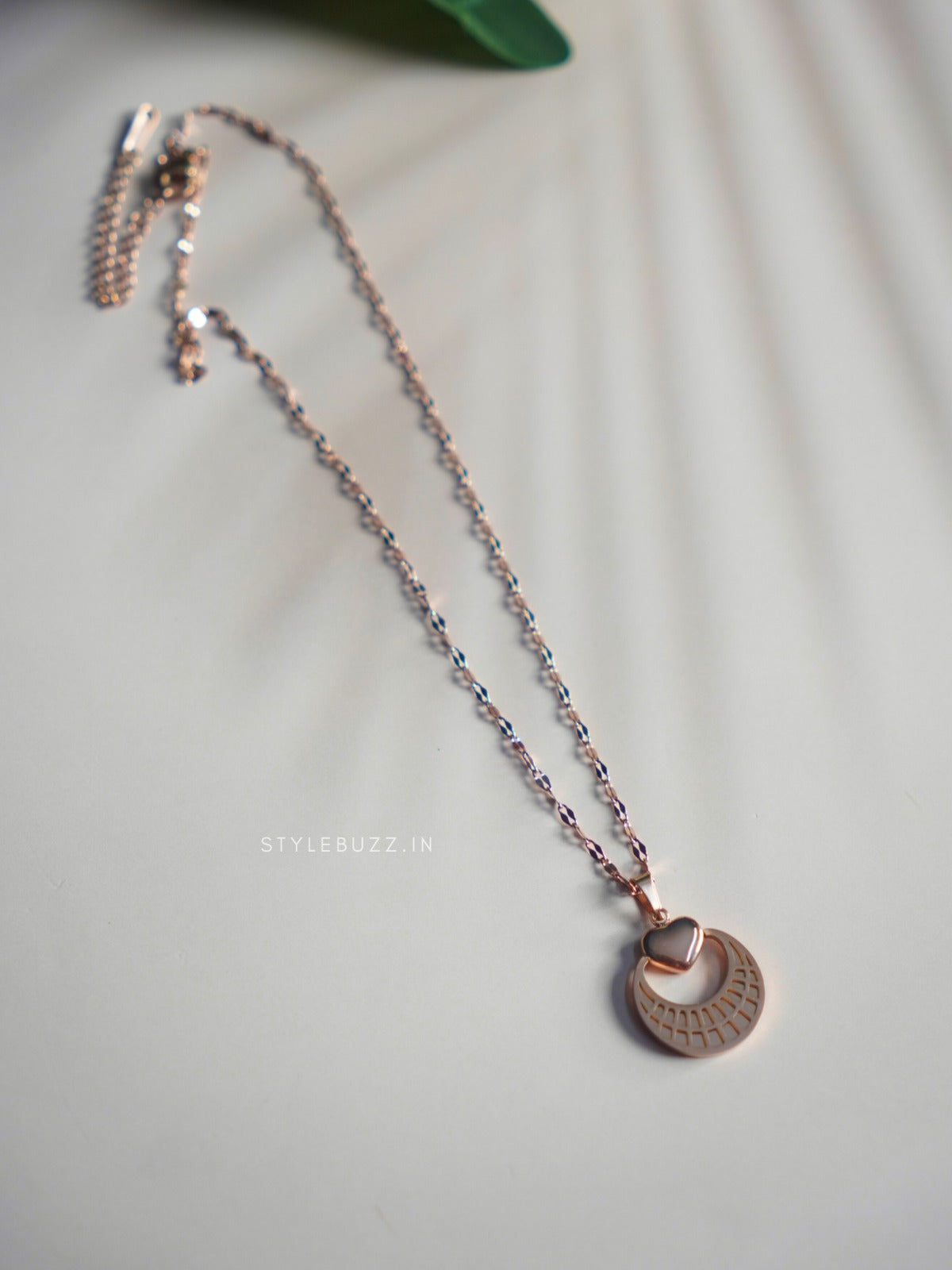 Anti Tarnish Half Moon Pendant with Long Chain