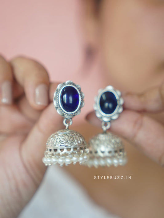 Premium Blue Stoned Trendy Jhumka