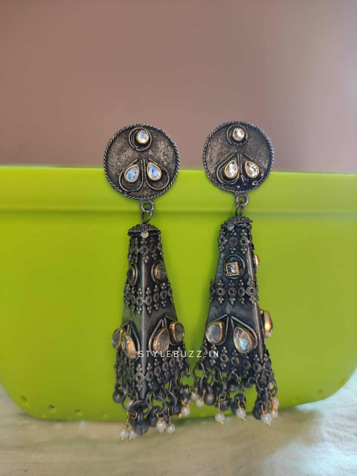 Black Polish Stylish Jhumka Earrings