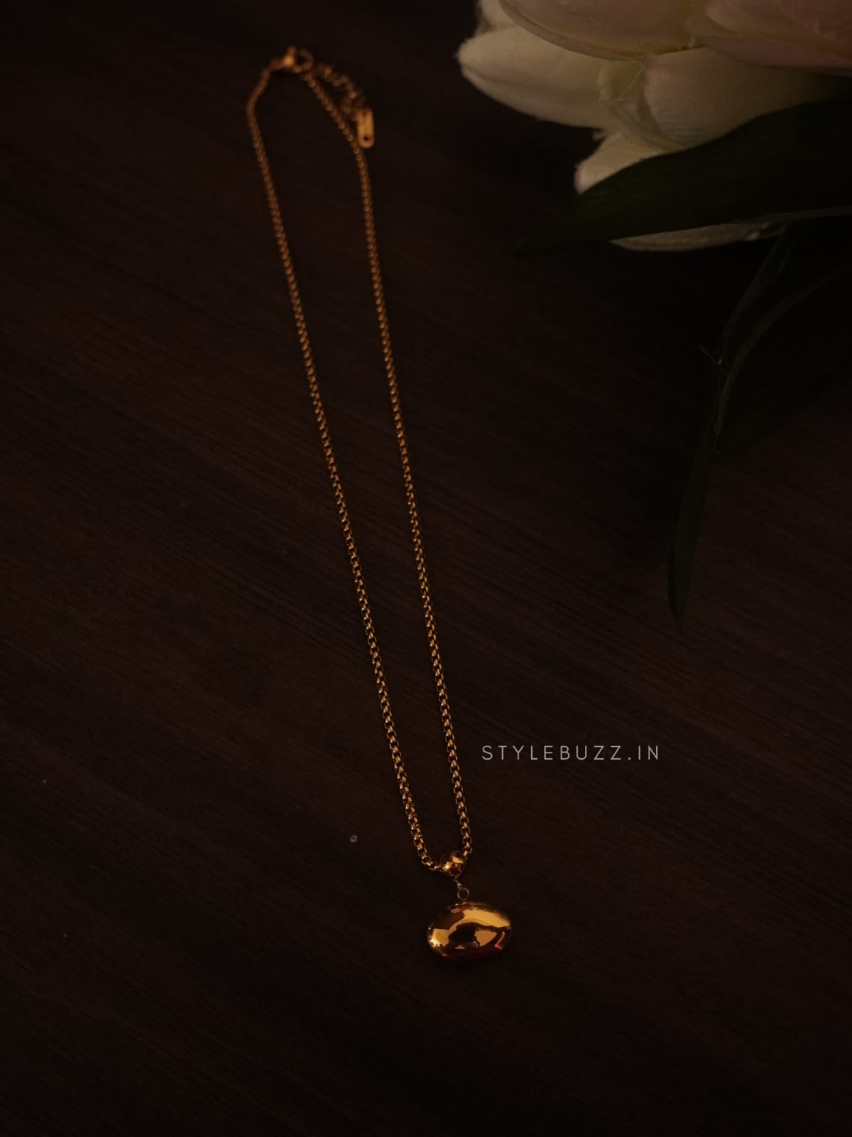 Anti Tarnish Chain With Oval Shaped Golden Locket