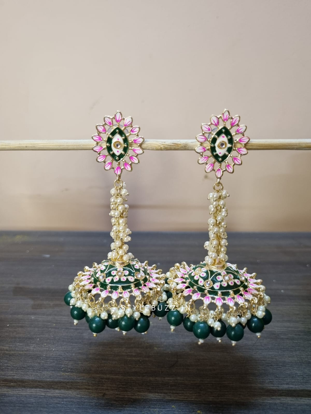 Stylish Earrings Jhumka With Deep Color Beads