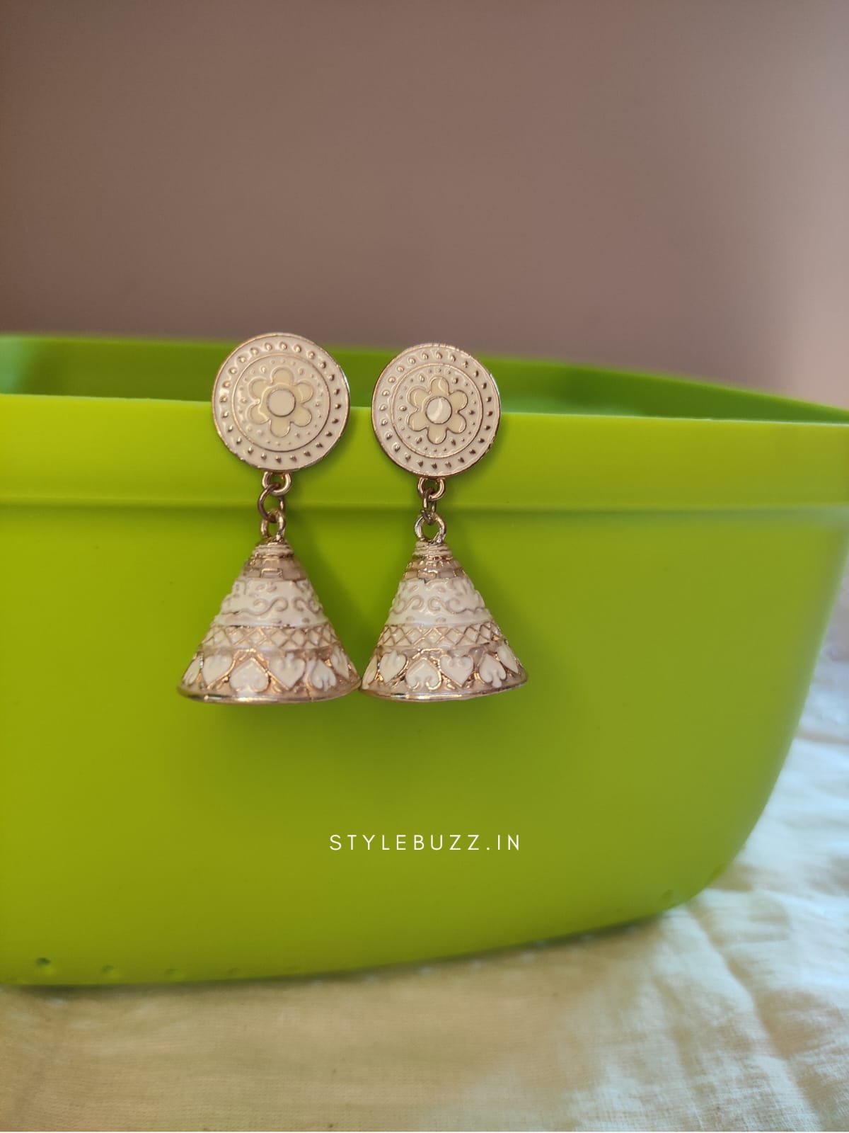 Trendy Meenakari White Colored Earrings