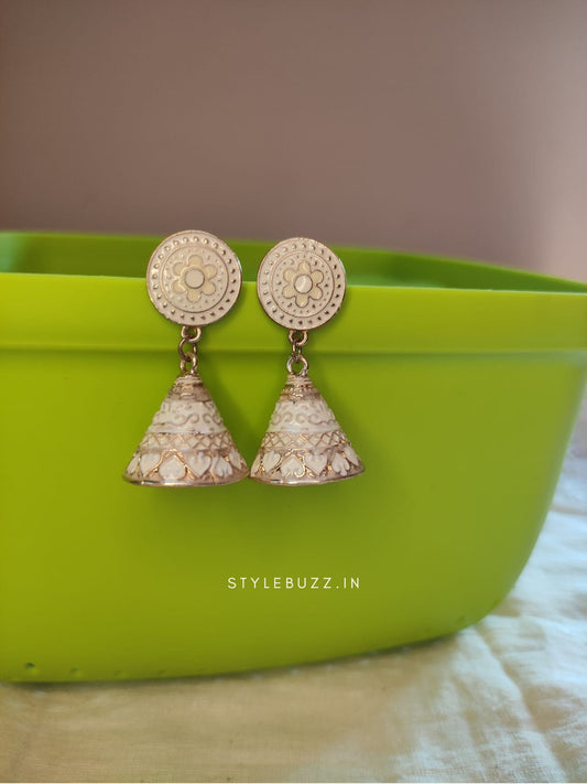 Trendy Meenakari White Colored Earrings