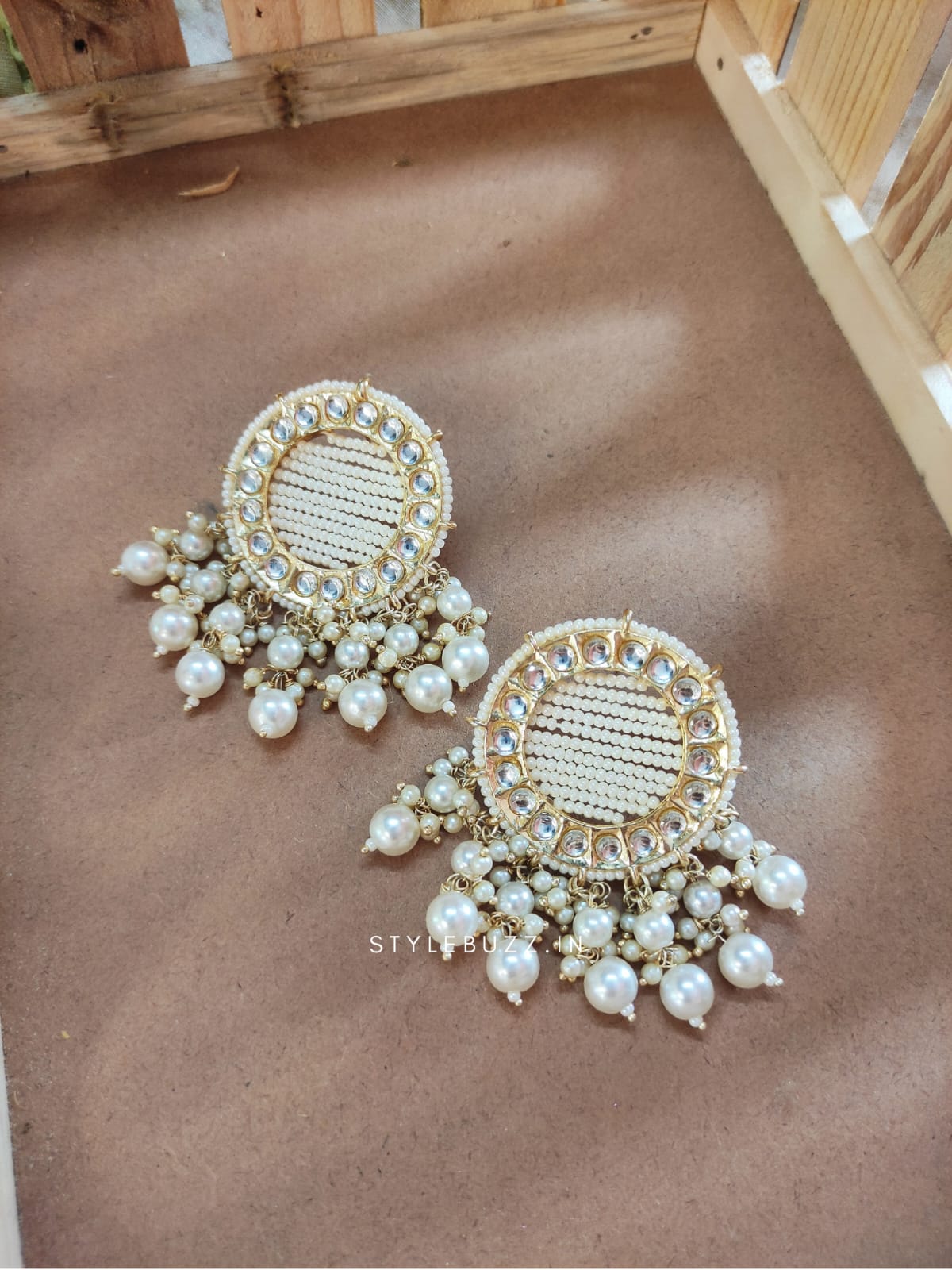 Gorgeous Meenakari Kundan Earrings with White Beads