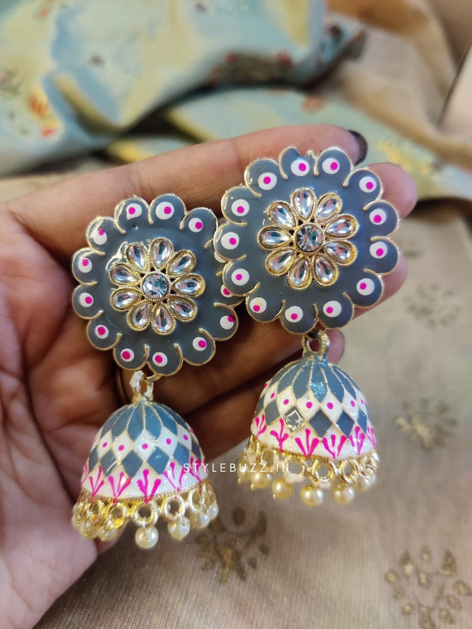 Meenakari Kundan Jhumka For Woman