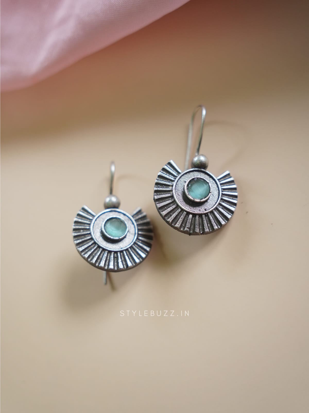 Silver Replika Sky Color Stoned Earrings