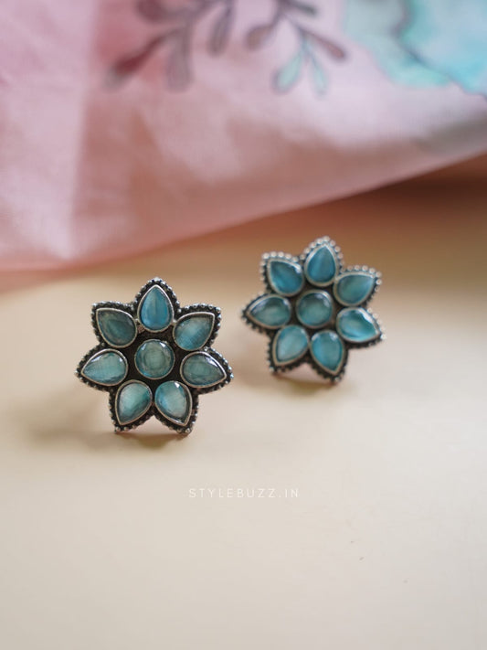 Silver Replica Flower Designed Fancy Stud