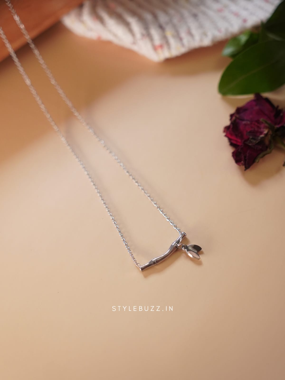 Anti Tarnish Silver Tone Flute Designed Necklace