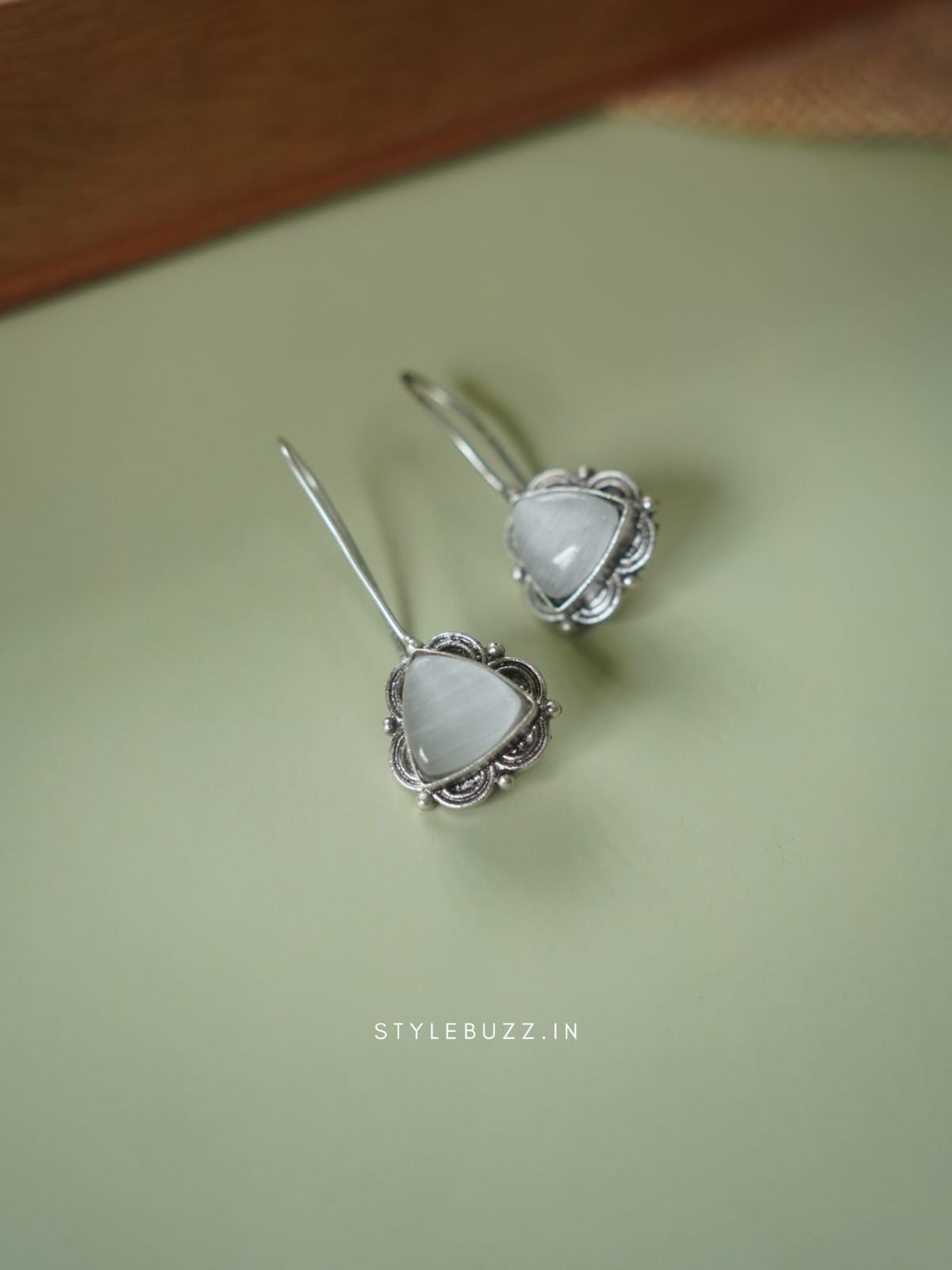 Silver Replica White Stoned Trendy Earrings