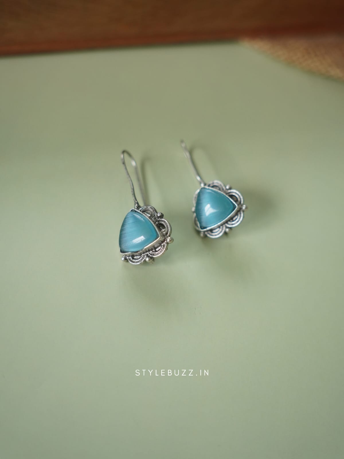 Silver Replica Sly Colored Stoned Trendy Earrings