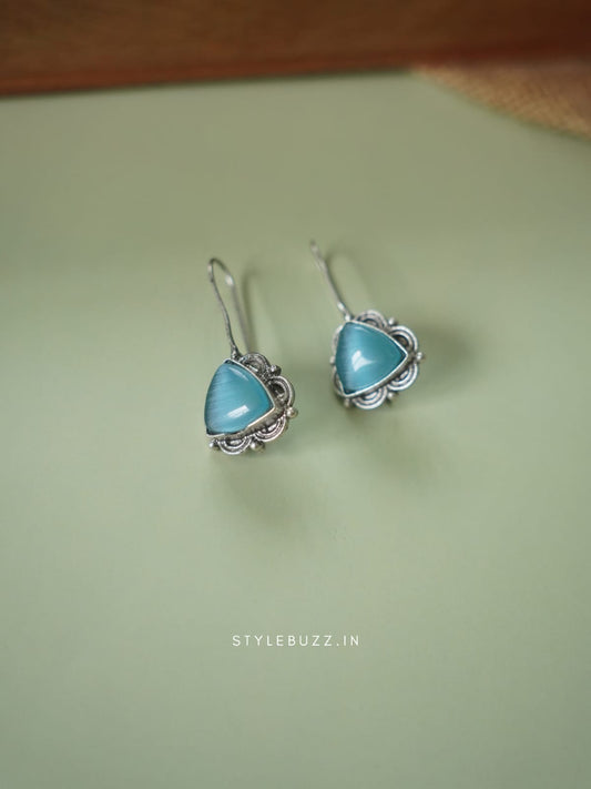 Silver Replica Sly Colored Stoned Trendy Earrings