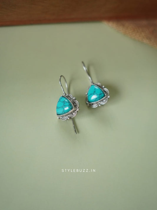 Silver Replica Unique Colored Stoned Trendy Earrings