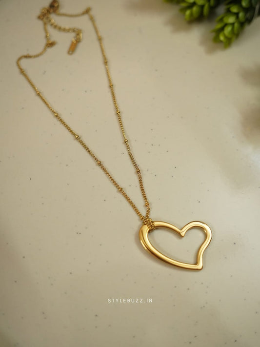 Anti Tarnish Gold Toned With Heart Shaped Pendent