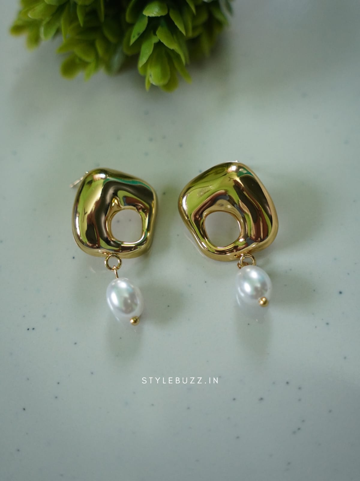 Anti Tarnish Unique Pearl Drop Stud Earrings