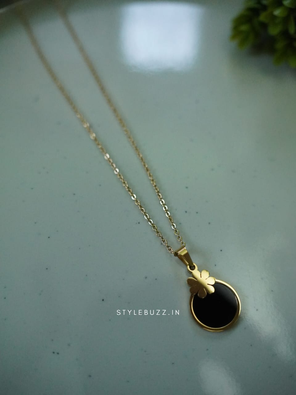 Anti Tarnish Black Floral Necklace