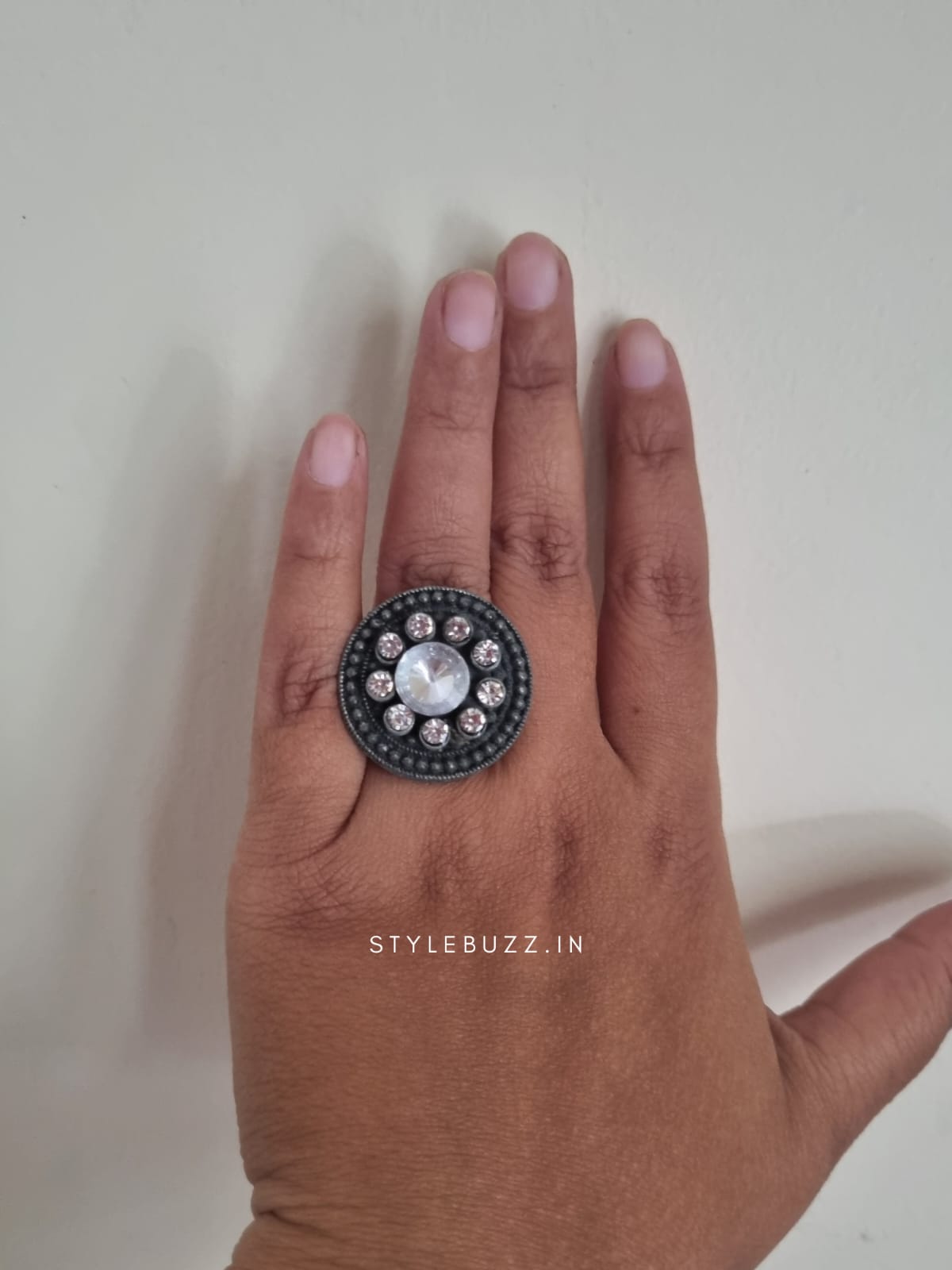 Black Polish Stylish Earrings And Finger Ring Set