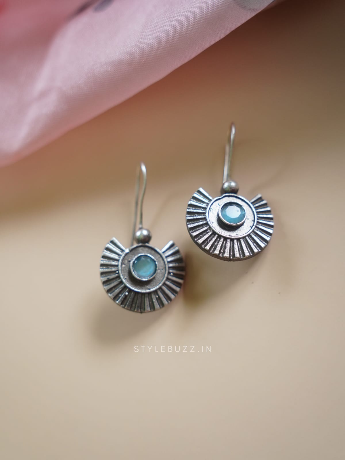 Silver Replika Sky Color Stoned Earrings