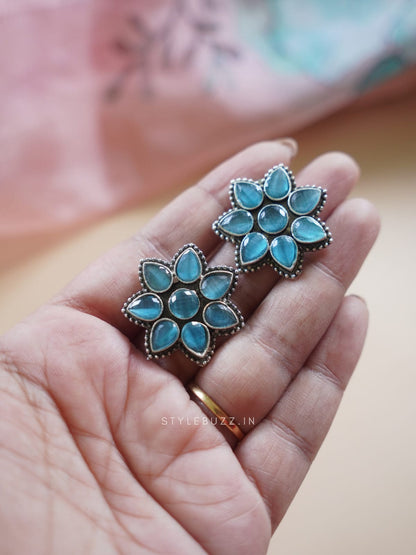 Silver Replica Flower Designed Fancy Stud