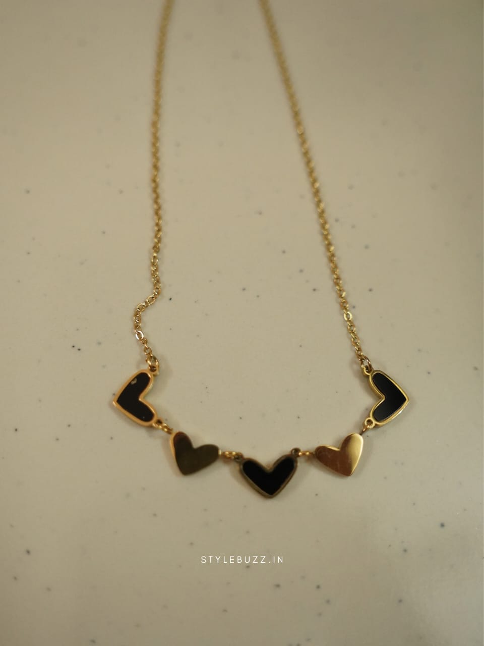 Anti Tarnish Gold Toned Heart Link Necklace