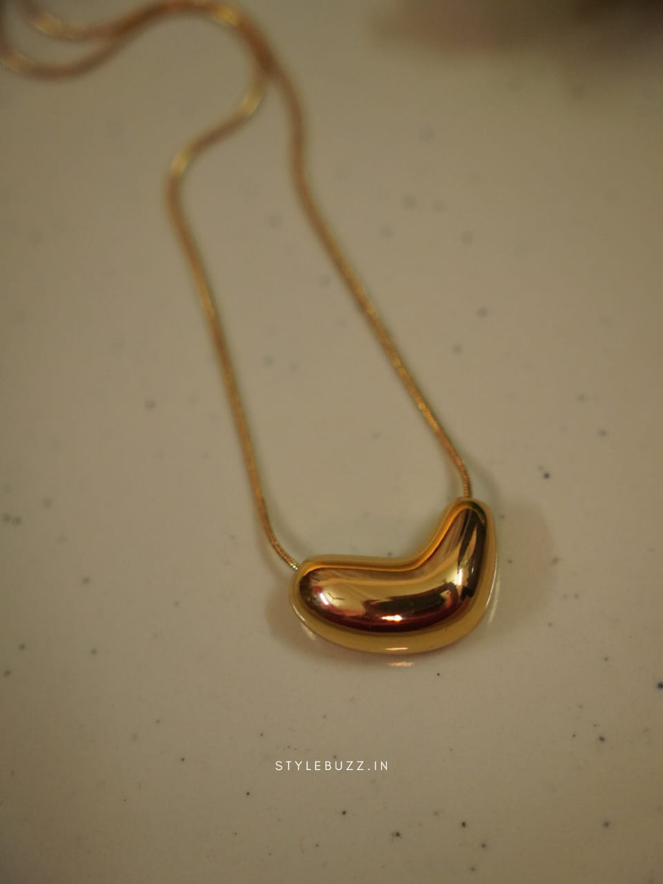 Anti Tarnish Gold Toned Puffy Hearted Necklace